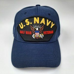 U.S. Navy Gulf War Veteran Mens Baseball Cap Hat Blue Embroidered Patch